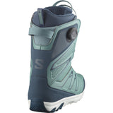 Salomon Women's Ivy SJ BOA Snowboard Boot - A light blue snowboard boot with a dark blue strap and a black BOA dial on the side.