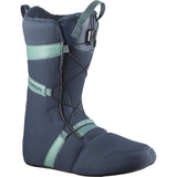 Salomon Women's Ivy SJ BOA Snowboard Boot 2025 - A dark gray snowboard boot with a textured pattern and light blue accents on the strap.