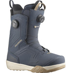 Salomon Men's Dialogue Dual BOA Snowboard Boots - A pair of dark gray snowboard boots with a textured rubber sole and black laces.