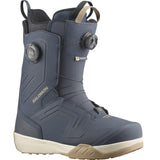 Salomon Men's Dialogue Dual BOA Snowboard Boots - A pair of dark gray snowboard boots with a textured rubber sole and black laces.
