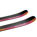 Salomon Stance 96 Skis 2025 - A pair of skis with a black base and pink stripe down the middle.