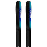 Salomon Stance 90 Skis 2025 - Black skis with blue and white lettering on top.