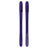 Salomon QST 98 Skis 2025 - A pair of purple skis with a geometric pattern on them, featuring the brand name "SALOMON" in pink and blue letters.
