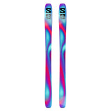 Salomon QST 98 Skis 2025 - A pair of skis with a blue and red swirl pattern on a white background.