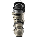 Salomon Women's S/PRO Alpha 100 GW Ski Boots 2025 - Black ski boots with white accents and silver buckles.