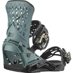 Salomon Highlander Snowboard Binding - A black snowboard binding with a gold-colored metal component on the toe strap.