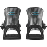 Salomon District Pro Team Snowboard Bindings 2025 - A pair of black snowboard bindings with a blue oval logo featuring the word "SALOMON" in white letters.