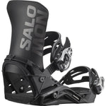 Salomon District Snowboard Bindings 2025 - Black bindings with silver screws and a black strap on top.
