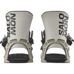Salomon District Snowboard Bindings - A pair of snowboard bindings with a sleek, modern design and silver buckles.
