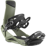 Salomon Rhythm Snowboard Bindings - 2026 model bindings with black straps and buckles on a light green base plate.