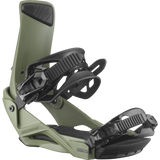 Salomon Rhythm Snowboard Bindings - 2026 model bindings with black straps and buckles on a light green base plate.