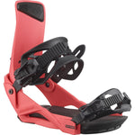 Salomon Rhythm Snowboard Bindings - 2025 model bindings with black straps and buckles on a coral-colored base plate.