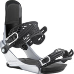 Salomon EDB Snowboard Binding - A black snowboard binding with a silver buckle and strap, featuring a textured pattern on the baseplate.