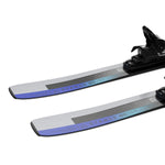 Salomon Stance 80 Skis with M11 GW Bindings - A pair of skis with a blue and black color scheme, featuring a distinctive "Stance" logo on the tip.