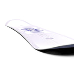 Salomon Women's Lotus Snowboard 2025 - White snowboard with purple logo and graphics on top.