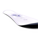 Salomon Women's Lotus Snowboard 2026 - White snowboard with purple logo and graphics on top.
