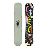 Salomon Abstract Snowboard 2025 - A black snowboard with a vase graphic on top, featuring yellow flowers and green leaves.