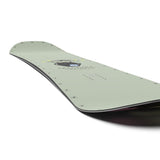 Salomon Abstract Snowboard 2025 - A light gray snowboard with a black abstract design and yellow accents on top of it.