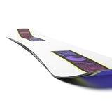 Salomon Huck Knife Snowboard 2025 - A white snowboard with a purple graphic on top and yellow trim along the edges.