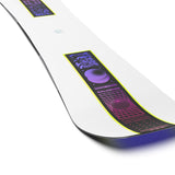 Salomon Huck Knife Snowboard - A white snowboard with a purple logo on top and a black base.