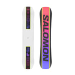 Salomon Junior's Huck Knife Grom Snowboard 2025 - A snowboard with a black base and purple accents, featuring a distinctive logo on top.