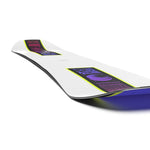 Salomon Junior's Huck Knife Grom Snowboard 2025 - A white snowboard with a purple graphic on top and a blue underside.