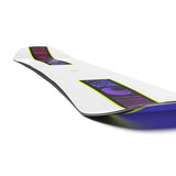 Salomon Junior's Huck Knife Grom Snowboard 2025 - A white snowboard with a purple graphic on top and a blue underside.