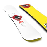 Salomon Sleepwalker Snowboard 2025 - A white snowboard with a black and red graphic of a wolf's head in the center, surrounded by a red splatter design.
