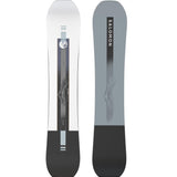 Salomon Sight Snowboard 2025 - A white snowboard with a black stripe down the middle and a circular logo on top.