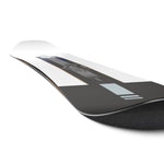 Salomon Sight Snowboard 2025 - A black snowboard with a white stripe down the middle and a blue logo on top.