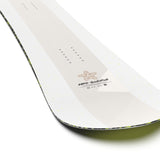 Salomon HPS - Sickstick Snowboard 2025 - A white snowboard with a black and yellow patterned edge.