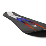 Salomon Highpath 2025 - A black snowboard with a white stripe down the middle and red and blue accents.