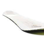 Salomon HPS Takaharu Nakai 2025 - A white snowboard with a black and yellow patterned edge, featuring a brown logo on the top right corner.