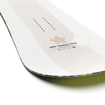 Salomon HPS Takaharu Nakai 2025 - A white snowboard with a brown logo featuring three overlapping oval shapes and illegible text, positioned near the top of the board.