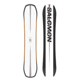 Salomon Assassin Snowboard 2025 - White snowboard with black trim and yellow logo on top.