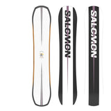 Salomon Assassin Snowboard 2025 - White snowboard with black trim and yellow logo on top.