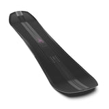 Salomon Assassin Pro Snowboard 2025 - A black snowboard with a pink flame logo on top and three gray stripes running down the middle.