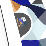 Salomon Women's Rumble Fish Snowboard 2025 - A snowboard with a blue and white fish design on its top side.