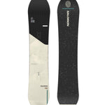 Salomon Super 8 Snowboard 2025 - A black snowboard with a white logo and text on top, featuring a geometric pattern in light gray.