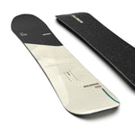 Salomon Super 8 Snowboard 2025 - A black snowboard with a white logo and text on top, featuring a subtle gray pattern of lines and shapes.