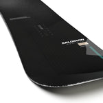 Salomon Super 8 Pro Snowboard 2025 - A black snowboard with a white logo and text on top of it.