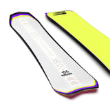 Salomon Dancehaul Snowboard 2025 - A white snowboard with purple and yellow accents along its edges.