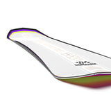 Salomon Dancehaul Snowboard 2025 - A white snowboard with a purple and yellow stripe along its top edge.