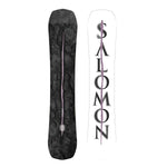 Salomon Craft Snowboard 2025 - A black snowboard with a textured pattern and a circular metal logo near the bottom.