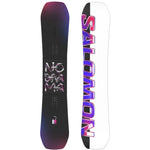 Salomon Women's No Drama Snowboard 2025 - A black snowboard with a white and pink logo on top.