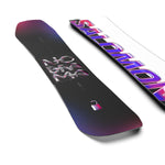 Salomon Women's No Drama Snowboard 2025 - A black snowboard with a white and pink logo on top.