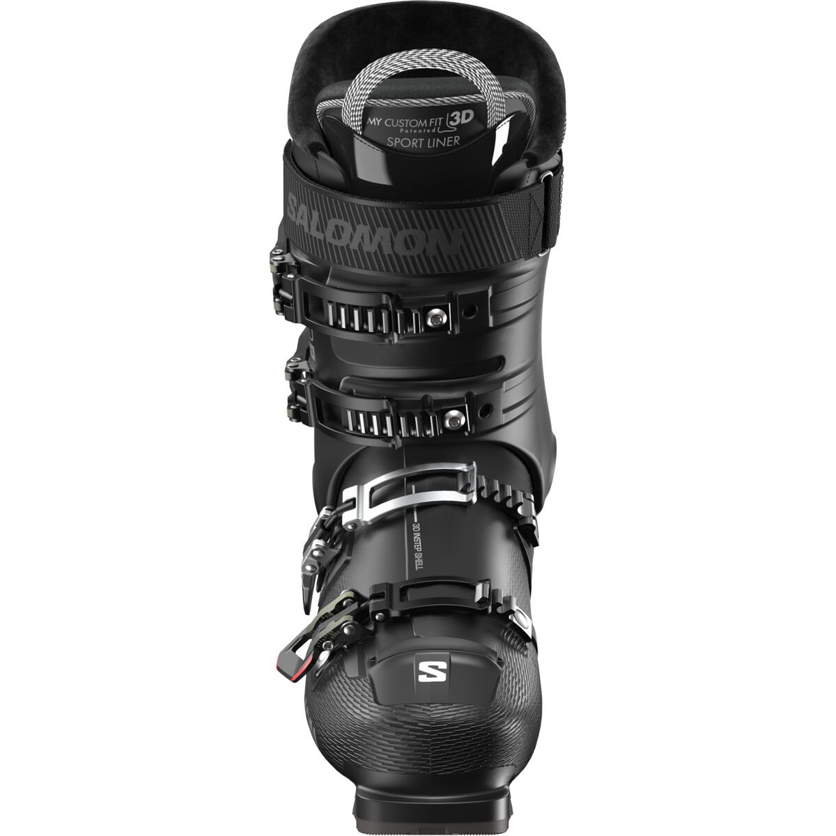 Salomon Men's S/PRO SUPRA 90 GW Ski Boots 2023 - Black ski boots with silver buckles and straps.