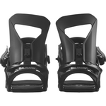 Salomon Pact Snowboard Bindings - Black bindings with silver buckles on a white background.