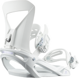 Salomon Women's Spell Snowboard Bindings - White bindings with silver buckles and straps.