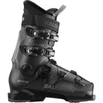 Salomon Men's S/PRO SUPRA BOA X100 Ski Boots 2025 - Black ski boots with silver buckles and a textured pattern on the side.